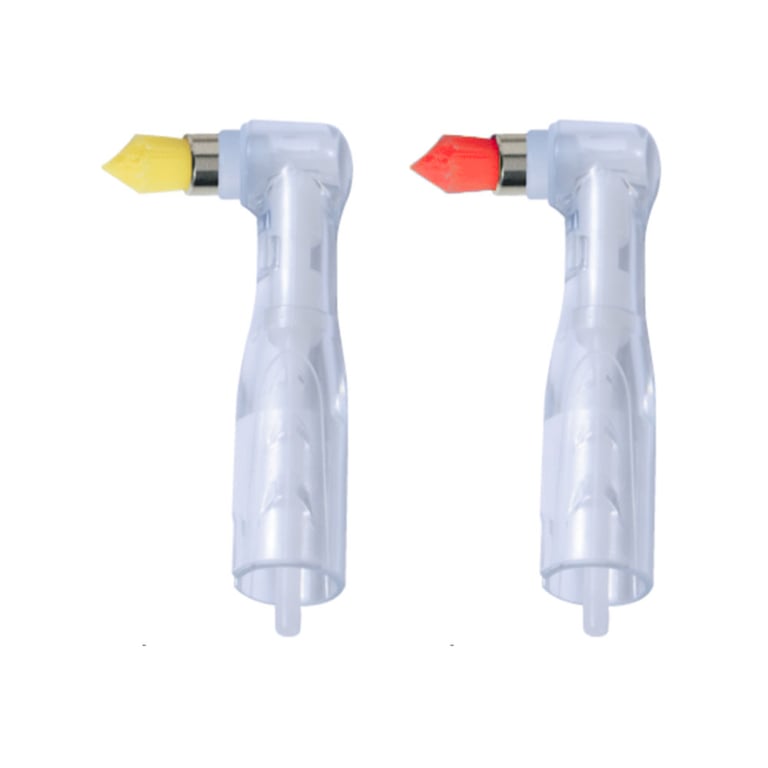 Premium Plus Clear Disposable Prophy Angle, Extra Soft Tapered Brush, 100/Box. Assorted colors