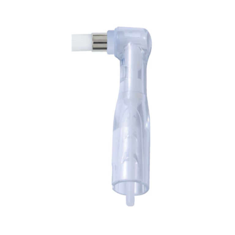 Premium Plus Clear Disposable Prophy Angle, Regular Flat White Brush, 100/Box. Latex-free. Nylon