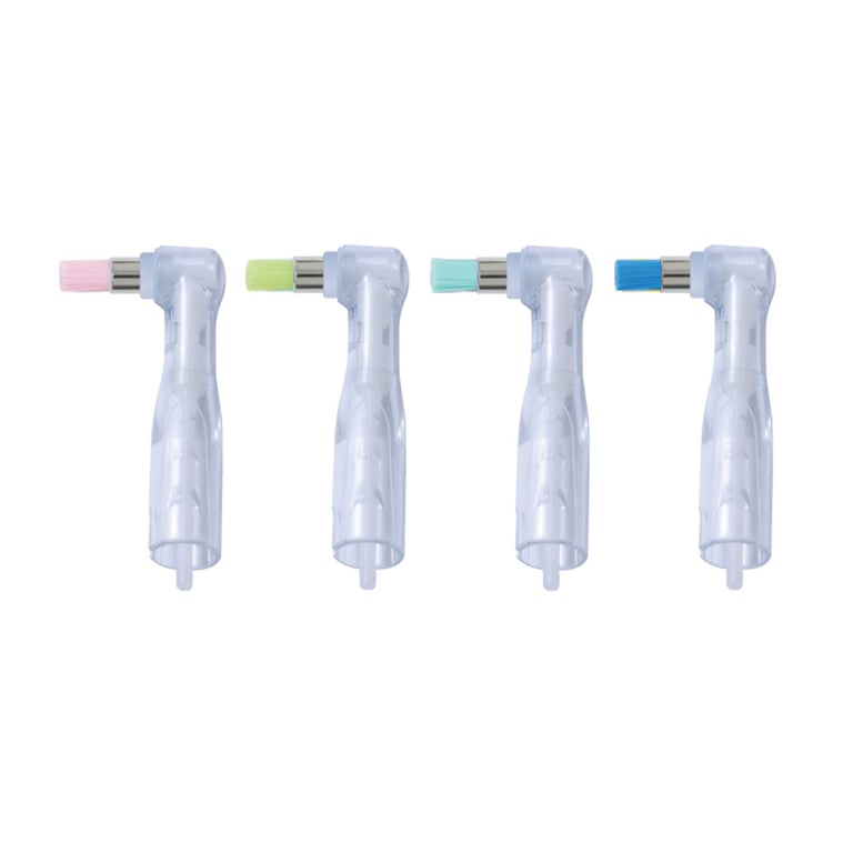 Premium Plus Clear Disposable Prophy Angle, Soft Flat Brush, Assorted Colors, 100/Box. Colors