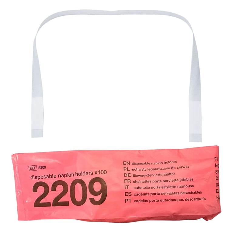 Premium Plus Disposable Napkin / Bib Holders with Adhesive Tape, 100/Pk. Latex-free. 15mm width