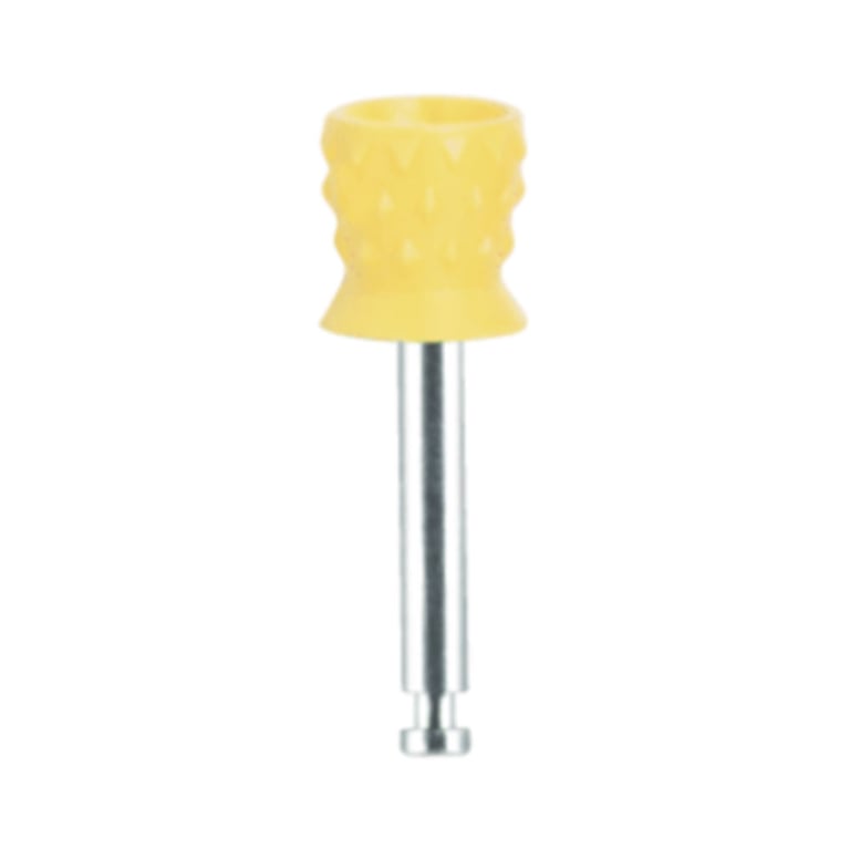 Premium Plus Short Extra Soft Prophy Cups, Metal Shank, Turbine Blade CA, Yellow, 100/Box. Shorter