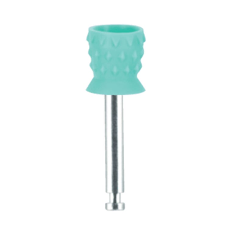 Premium Plus Short Soft Prophy Cups, Metal Shank, Turbine Blade CA, Green, 100/Box. Shorter length
