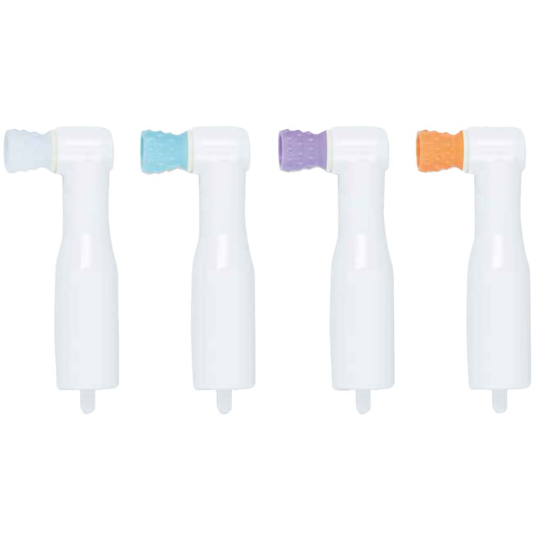 Premium Plus Disposable White 90° Prophy Angle, Regular Short Cup, Asst Colors, 100/Pk. Features