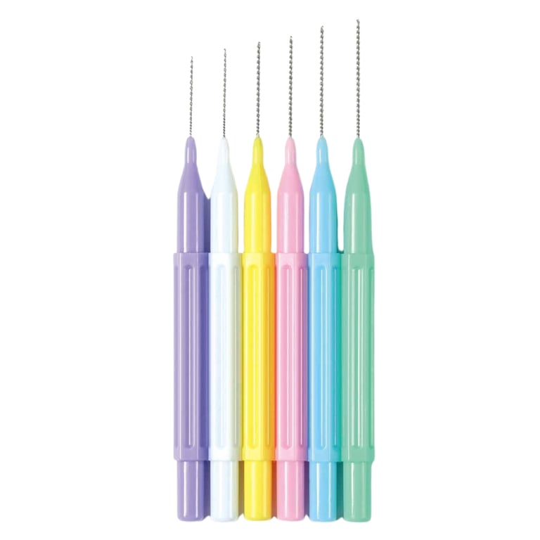 Premium Plus ez Interdental Brushes, Assorted Sizes 1 - 6, 6/Pk. Feature a non-slip, easy-grip