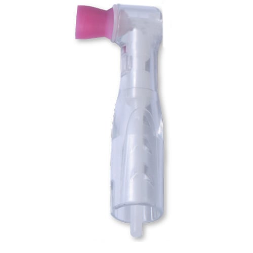 Premium Plus Clear Disposable Prophy Angle with SOFT Short Cup Rose color 100/Pk, Ribbed
