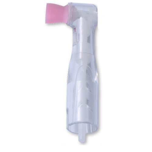 Premium Plus Clear Body Disposable Prophy Angle with SOFT SHORT Pink Color Cup 100/Pk, Ribbed
