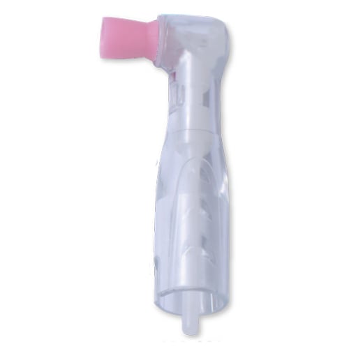 Premium Plus Clear Body Disposable Prophy Angle with SOFT Pink Color Cup 100/Pk, Ribbed and Webbed