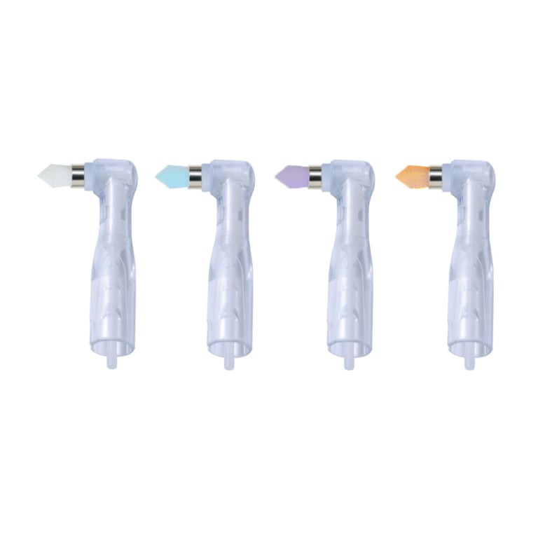 Premium Plus Clear Disposable Prophy Angle, Regular Tapered Brush, 100/Box. Assorted colors