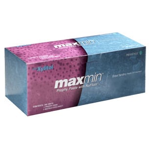 MAXmin Medium Grit, Cherry Flavored Prophy Paste with NuFluor and Xylitol. Contains 1.23% Fluoride