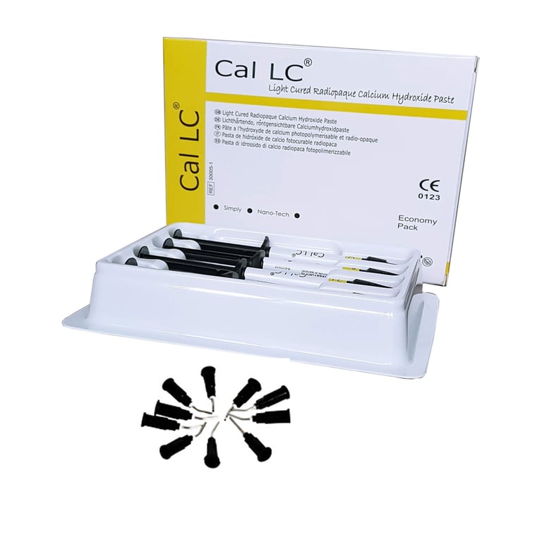 Cal LC Lightcure Radiopaque Calcium Hydroxide Paste Eco Pack 4 x 2 Gm. Syringe & 20 x Tips