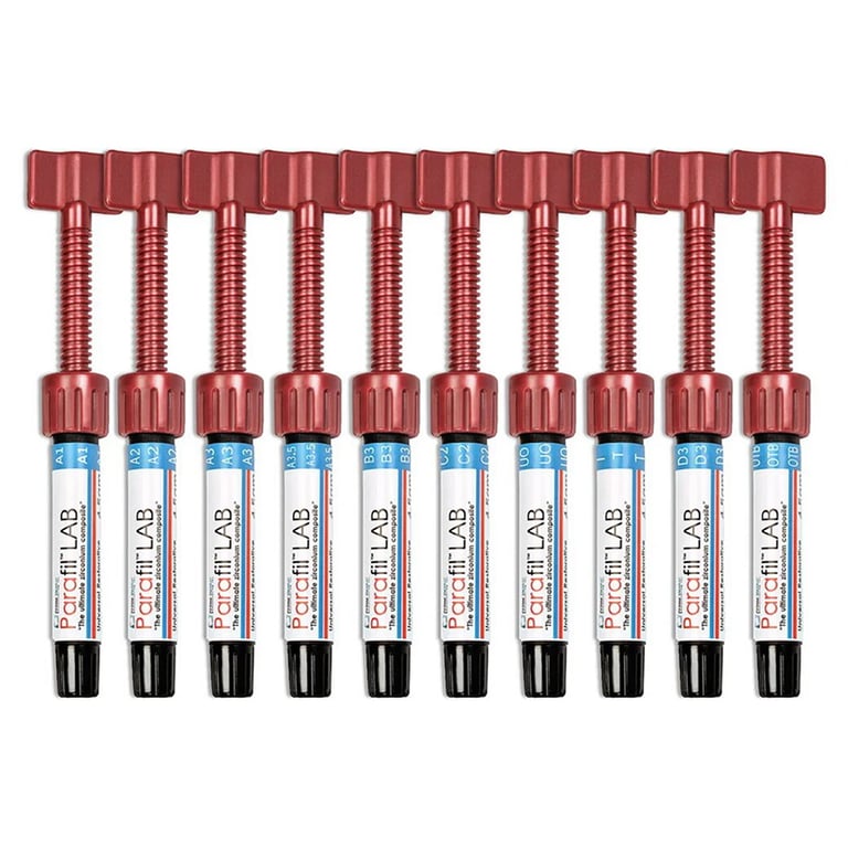 Parafil Lab Light-Cure Restorative Composite Syringe Kit. Includes: 10 x 4.5gm syringes - 1 each