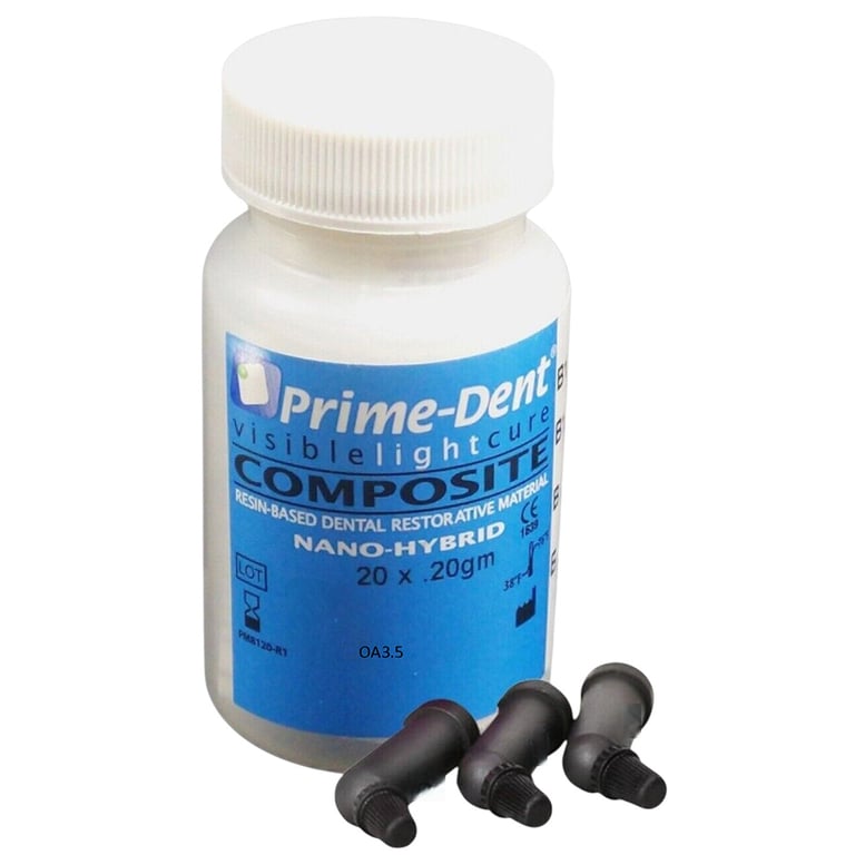 Prime-Dent Nano-Hybrid Light-Cure VLC Composite, Shade Opaque A3.5, 0.2gm Compules, 20/Pk