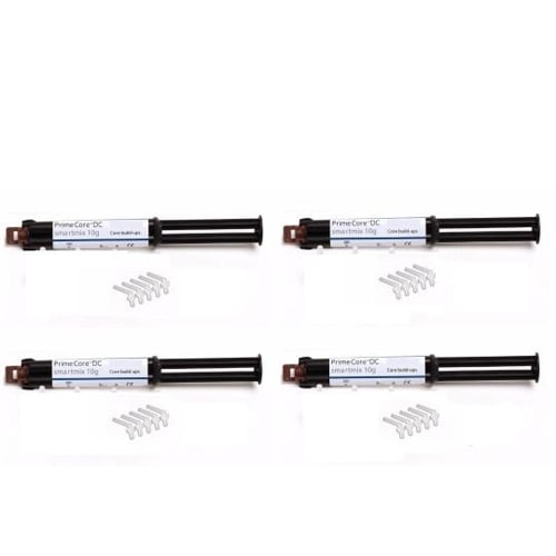 Prime-Dent Dual Cure Core Build-Up Material, 4 x 10 g syringes and 20 tips. Highly radiopaque