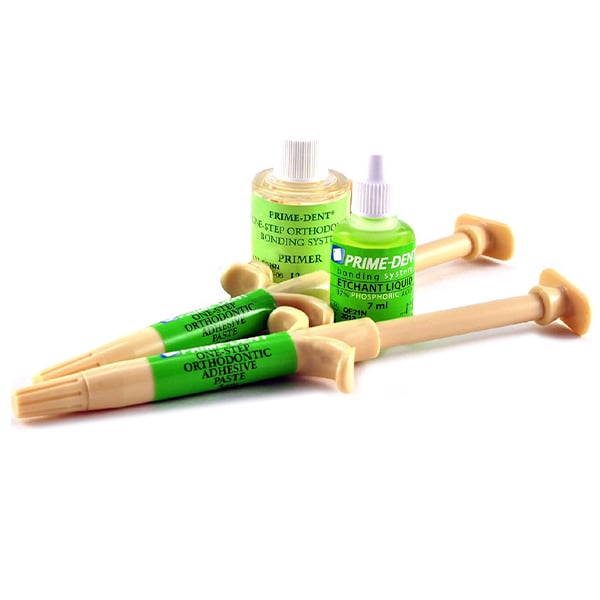 Prime-Dent One-Step Orthodontic Self-Cure Adhesive, Kit. Includes: 2 x 5 g paste syringes, 5 ml