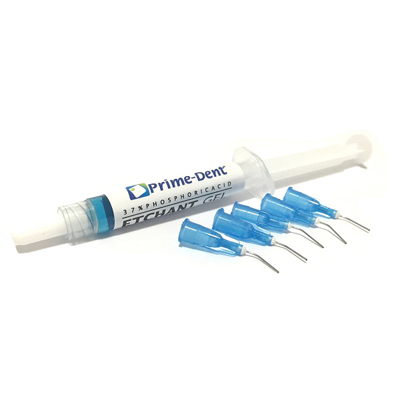 Prime-Dent Blue etchant gel with 37% phosphoric acid syringe, 4 gram etchant syringe & 5