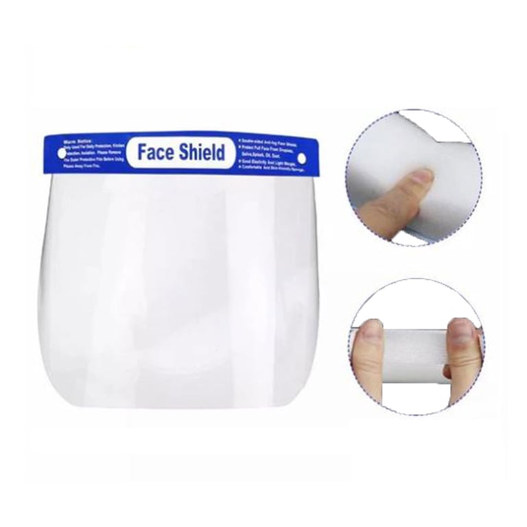 Primo Full Face Shield, 8" x 12" w/Foam & Elastic Headband, 10/Pk