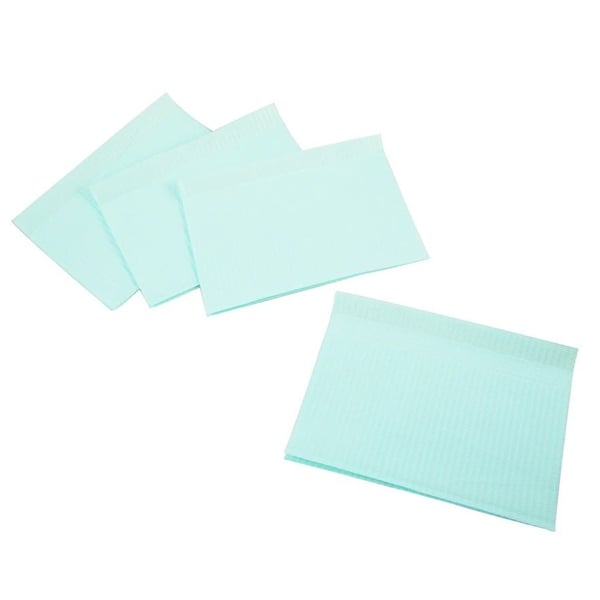 Primo Patient Bibs AQUA 13" x 18" 2-Ply Paper/1-Ply Poly, 500/Case