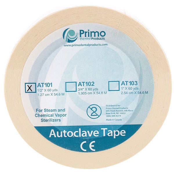 Primo Autoclave Sterilization Indicator Tape, 1/2" x 60 yds per roll, Seals autoclave bags