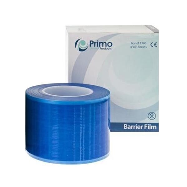Primo 4" x 6" Barrier Film, Blue. Roll of 1200 Sheets. Nonstick edges