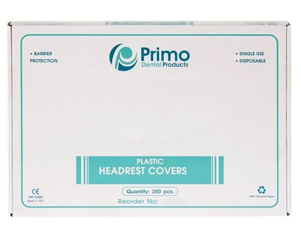 Primo Large Clear Headrest Covers. 9.5" x 14", Plastic, 250/Pk