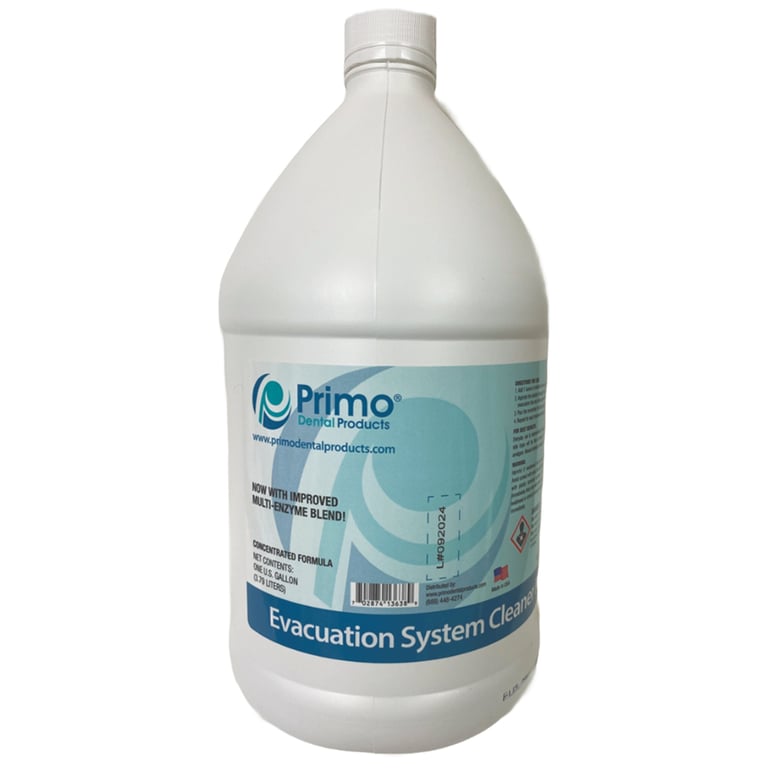 Primo Evacuation System Cleaner, 1 Gallon, Single Bottle. Concentrated multi-enzyme blend