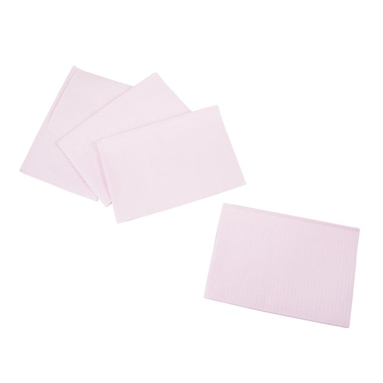 Primo Patient Bib 3-Ply w/Poly, 13x18, Dusty Rose, 500/Case. The 3ply is made of 3 ply tissue