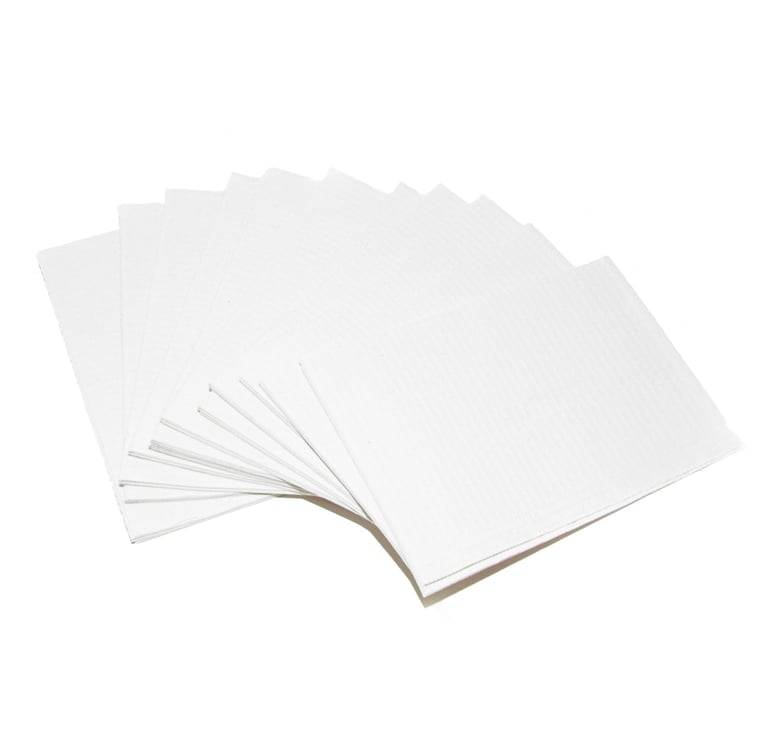 Primo Patient Bib 2-Ply w/Poly, 13x18, White, 500/Case. The 2ply is made of 2 ply tissue and 1 ply