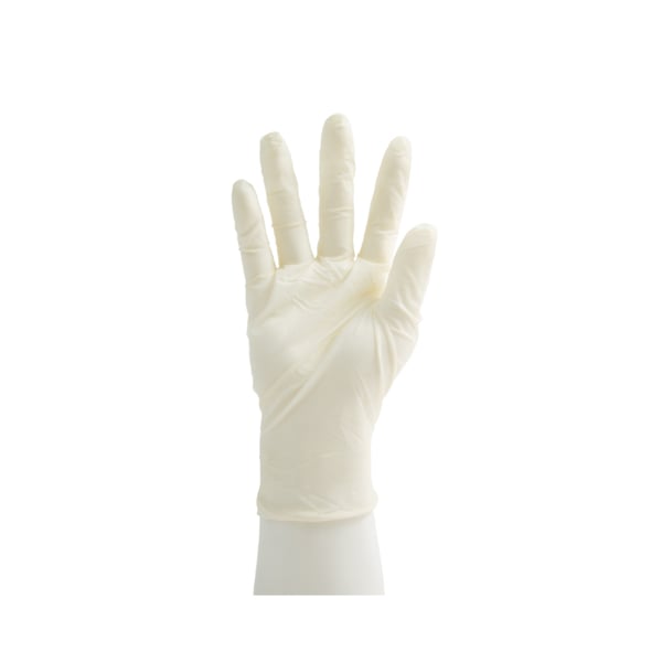Primo Latex Exam Gloves, Small, White, 100/Bx. The powder-free latex gloves are 5 mils thick