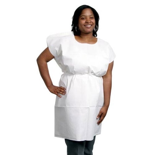 ProAdvantage Exam Gown, 3-Ply Tissue, 30" x 42", White, 50/Cs, Knee-Length, Traditional Front