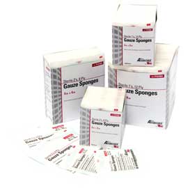 ProAdvantage 4" x 4" 8-ply 2s sterile gauze sponges, packaged in 2 sponges per pack, 25 packs