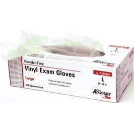 ProAdvantage Vinyl Exam Gloves: X-LARGE, non-sterile, powder-free, smooth, beaded cuff, latex-free