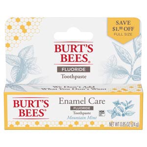 Burt's Bees Enamel Defense Toothpaste, Mountain Mint, 36 - 0.85 oz Stand-Up Tubes. Crafted