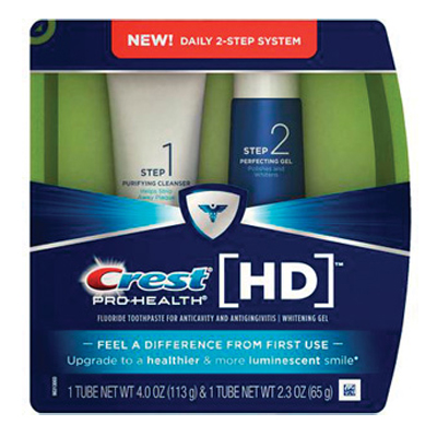 Crest Pro-Health HD Gingivitis Paste (4.0 oz) + Whitening Gel (2.3 oz) two step whitening system