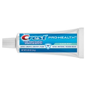 Crest Pro-Health trial size toothpaste, clean mint flavor, case of 36 x 0.85 ounce tubes