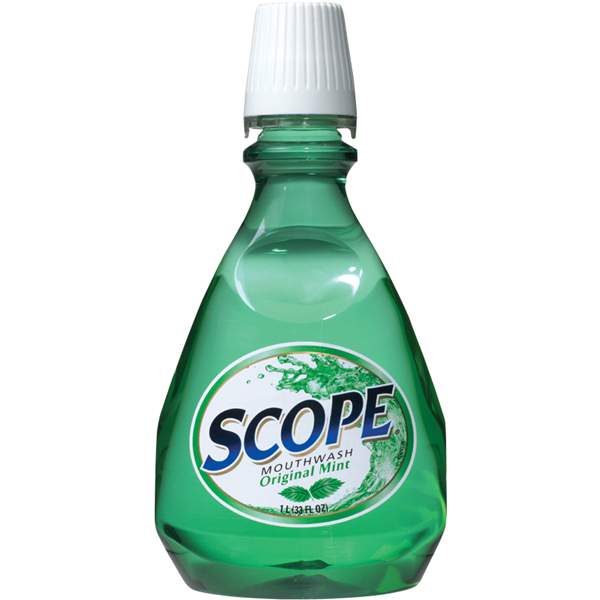 Scope Mouthwash, Original mint flavor. Case of 6 1 Liter bottles Net32