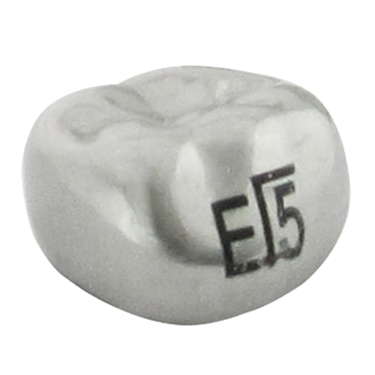 K2 Dental Stainless Steel Crown, 2nd Molar, Lower Left, Size 5, 5/Pk. Unit measures 1.5 x 1.5 x