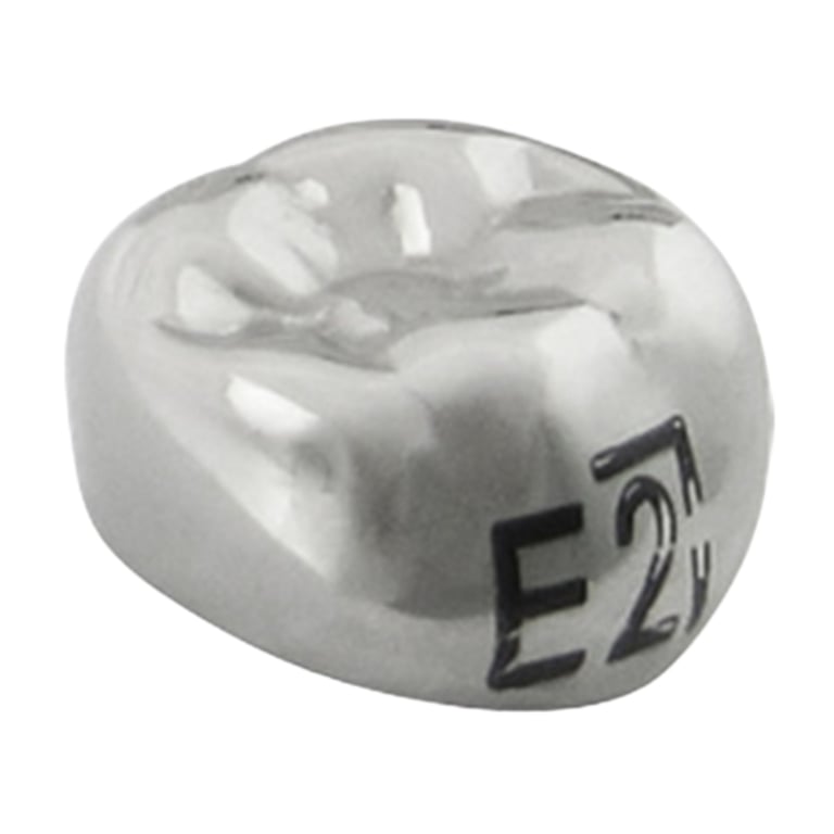 K2 Dental Stainless Steel Crown, 2nd Molar, Lower Right, Size 2, 5/Pk. Unit measures 1.5 x 1.5 x