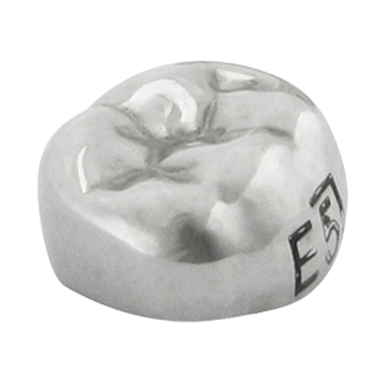 K2 Dental Stainless Steel Crown, 2nd Molar, Lower Right, Size 5, 5/Pk. Unit measures 1.5 x 1.5 x