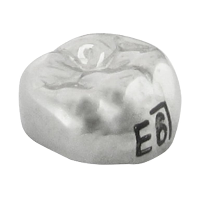 K2 Dental Stainless Steel Crown, 2nd Molar, Lower Right, Size 6, 5/Pk. Unit measures 1.5 x 1.5 x