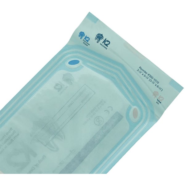 K2 Dental 3-1/2" x 5-1/4" Self-Sealing Sterilization Pouch, 200/Bx. Triple heat sealed pouches