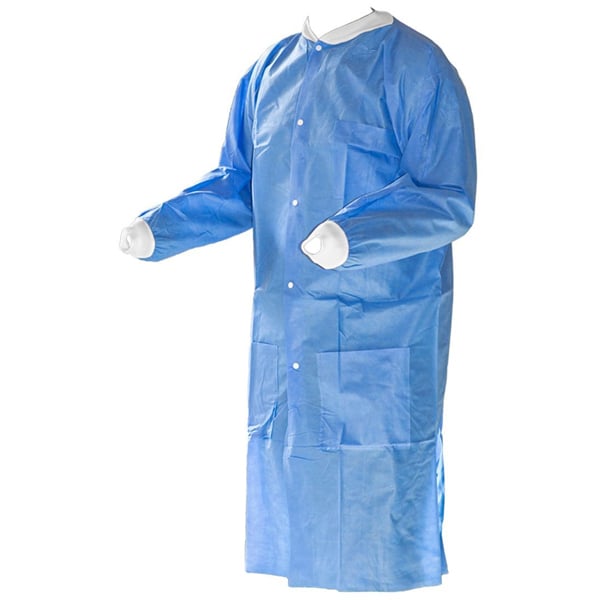 K2 Dental Lab Coat - Sky Blue, Small, 10/Pk. Non-woven material, fluid resistant, breathable