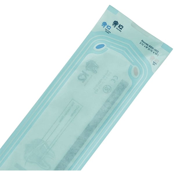 K2 Dental 2-3/4" x 9" Self-Sealing Sterilization Pouch, 200/Bx. Triple heat sealed pouches