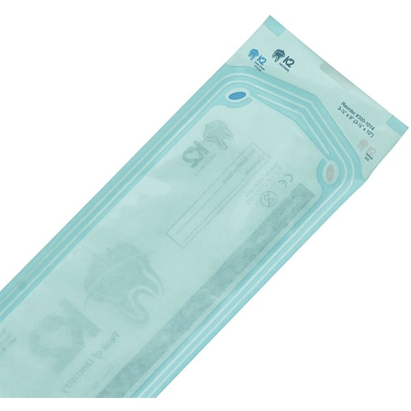 K2 Dental 3-1/2" x 9" Self-Sealing Sterilization Pouch, 200/Bx. Triple heat sealed pouches