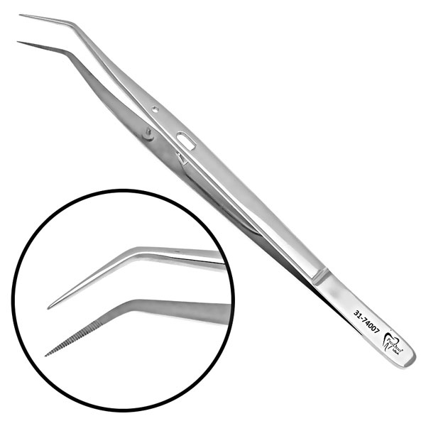 ProDent USA 6.5" Meriam Dressing Pliers with Serrated, Regular Tips with Lock. Used to firmly hold
