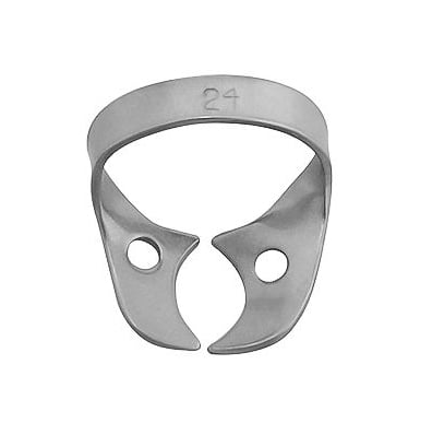 ProDent USA Clamp #24 for Buccal Cavities on Upper Molars, Wingless, Smooth. Stainless steel