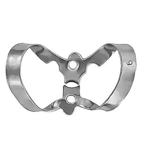 ProDent USA Clamp #9 for Labial Caries on Anterior Teeth, Winged Smooth. Stainless steel rubber
