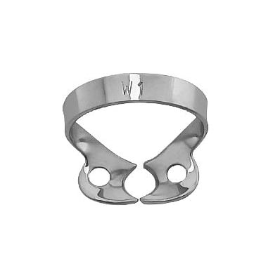 ProDent USA Clamp #W1 for Upper & Lower Bicuspids, Wingless, Smooth. Stainless steel rubber dam