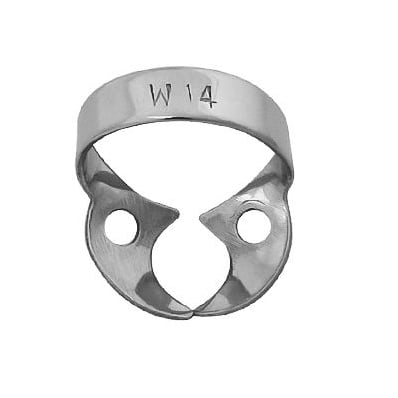 ProDent USA Clamp #W14 for Upper & Lower Molars, Wingless, Smooth. Stainless steel rubber dam