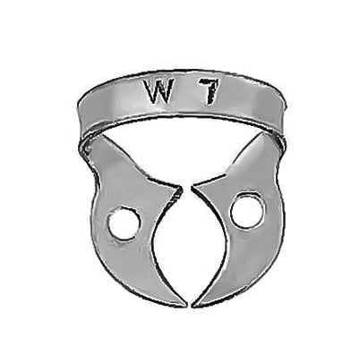 ProDent USA Clamp #W7 for Lower Molars, Wingless, Smooth. Stainless steel rubber dam clamp