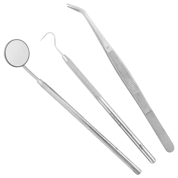 ProDent USA 3 Instrument, Stainless Steel, Dental Examination Kit. Includes: College Cotton